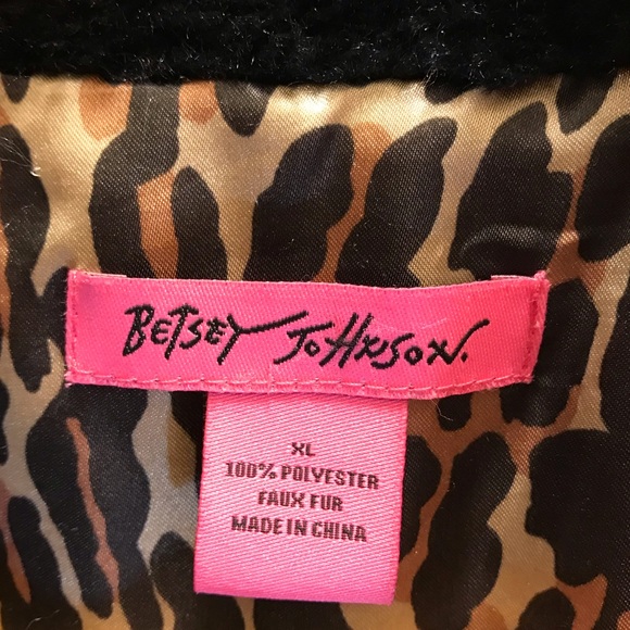BETSEY JOHNSON Faux Fur Vest Black Fuzzy Leopard Lined size XL  BARBIECORE - Picture 14 of 14